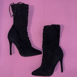 NBW Nasty Gal Corduroy lace up booties